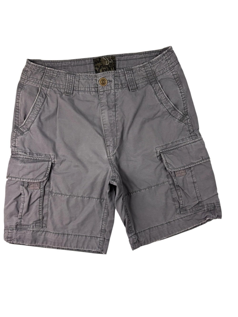 Hurley Paratrooper Mens Gray Cotton Canvas Utility Multi Pocket Cargo Shorts 36
